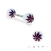 FLOWER PRINTED ACRYLIC BALL 316L SURGICAL STEEL BARBELL
